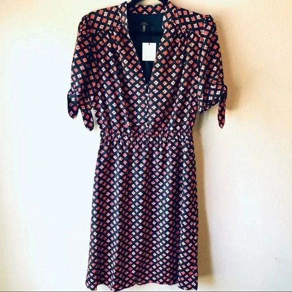 Trina Turk Dress Pink Floral Tie- Sleeve Button Front Blouson Dress Size 2 NWT - Picture 2 of 12